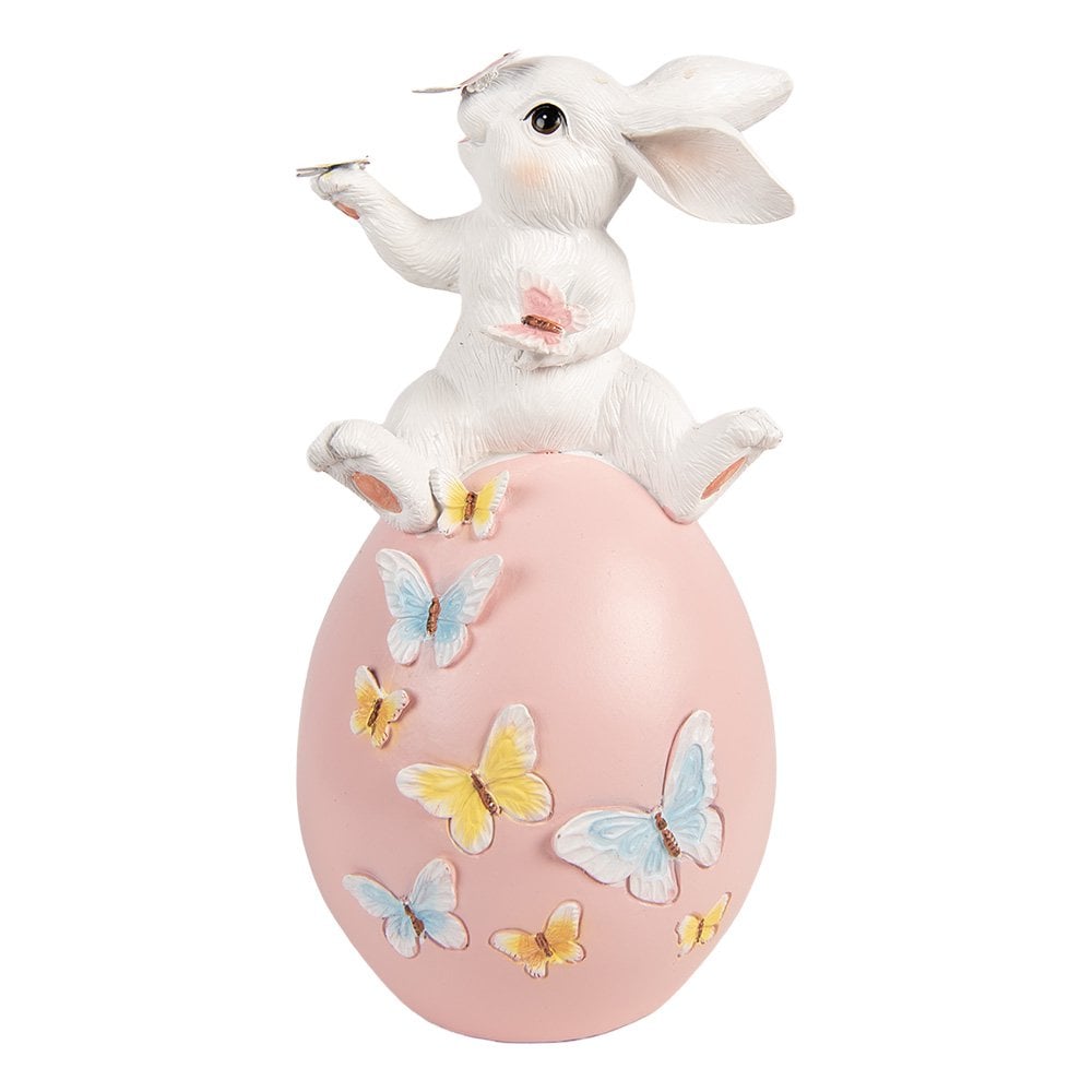 Dekorationsstatue Hase 16x15x29 cm Weißer Kunststoff