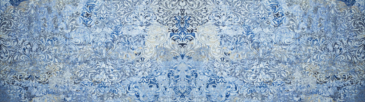 Küchenrückwand-Alt blau graues vintage Fliesenmuster