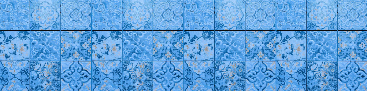 Küchenrückwand-Blaue rechteckige Vintage Zementfliesen