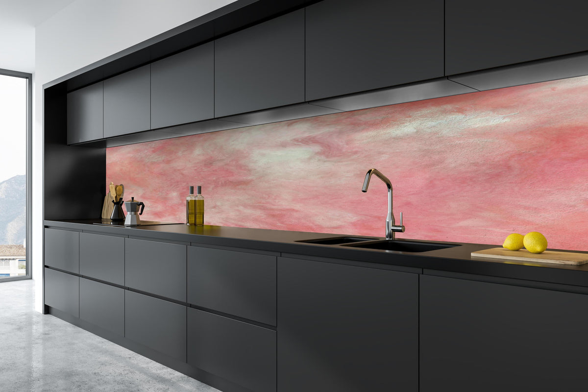 Küche - Rosa Marble Textur in tiefschwarzer matt-premium Einbauküche