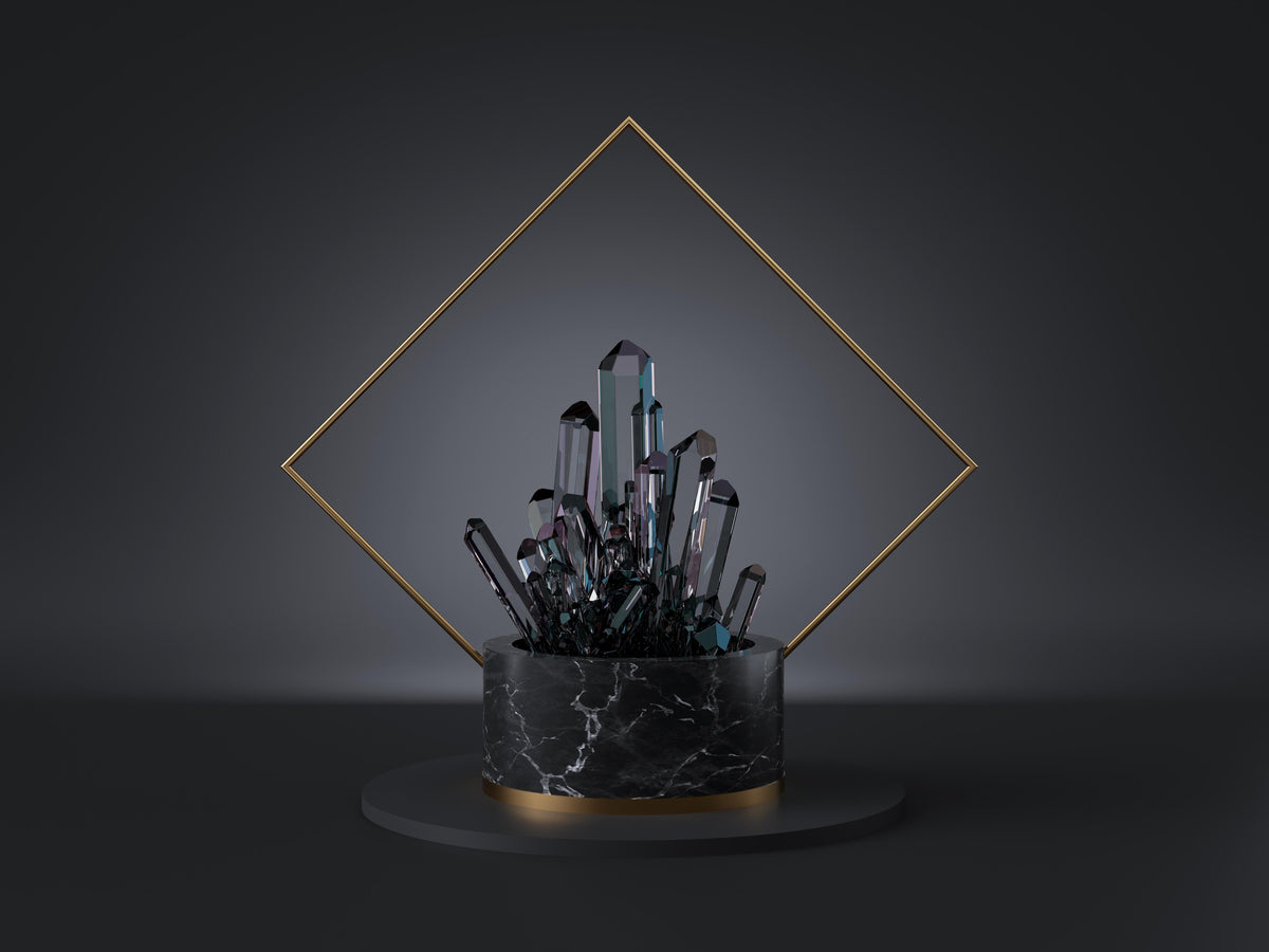 Spritzschutz-Abstraktes 3D-Design mit schwarzem Kristall