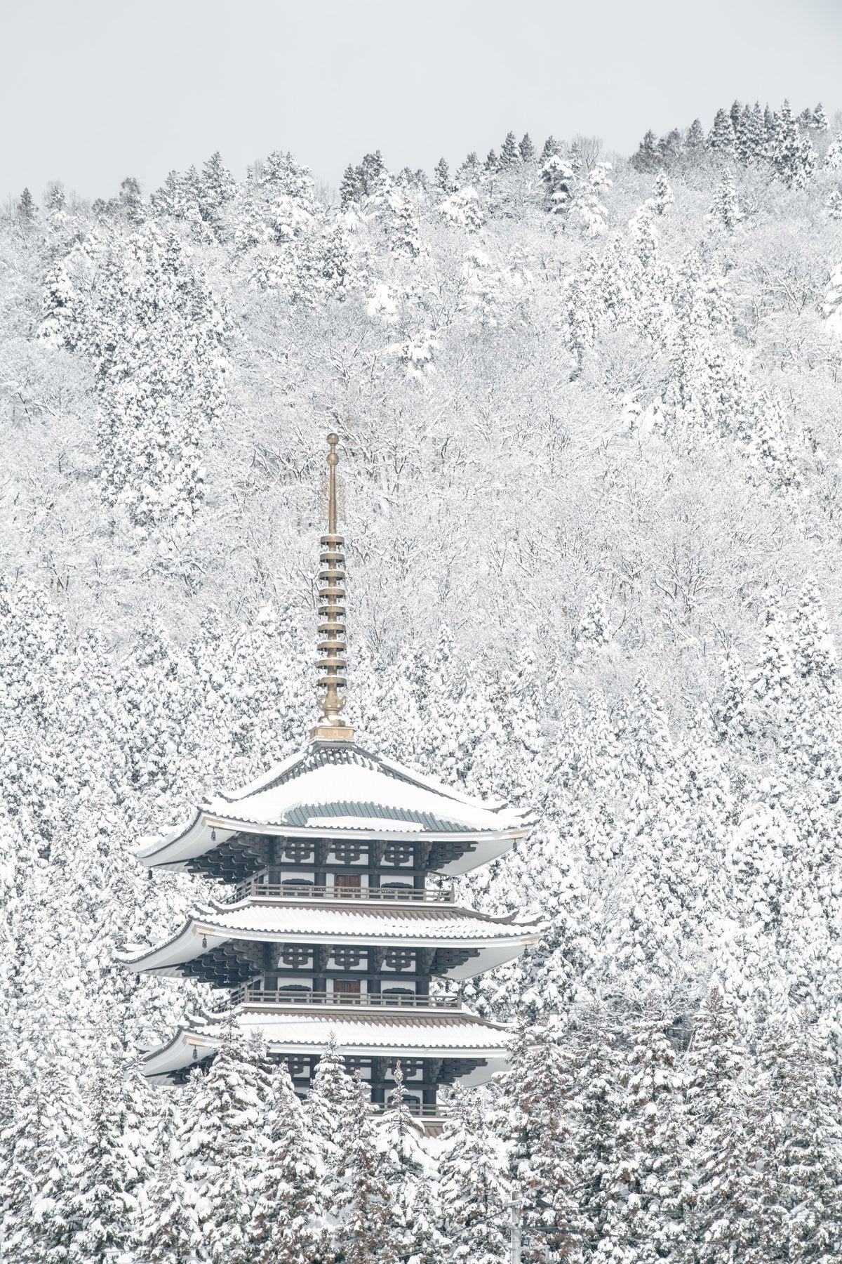 Wandbild-Winterlicher Turm - Buddismus