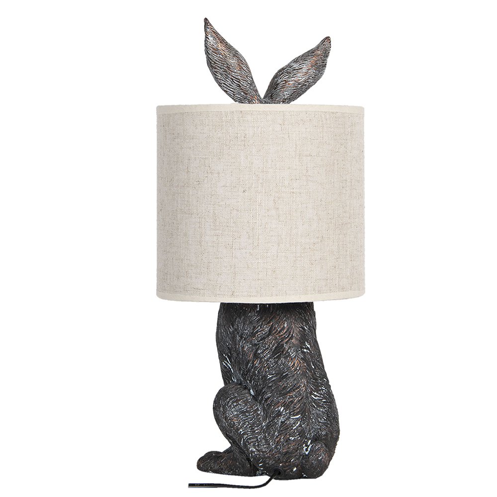 Tischlampe Kaninchen Ø 20x45 cm brauner Beige Polyresin Schreibtischlampe