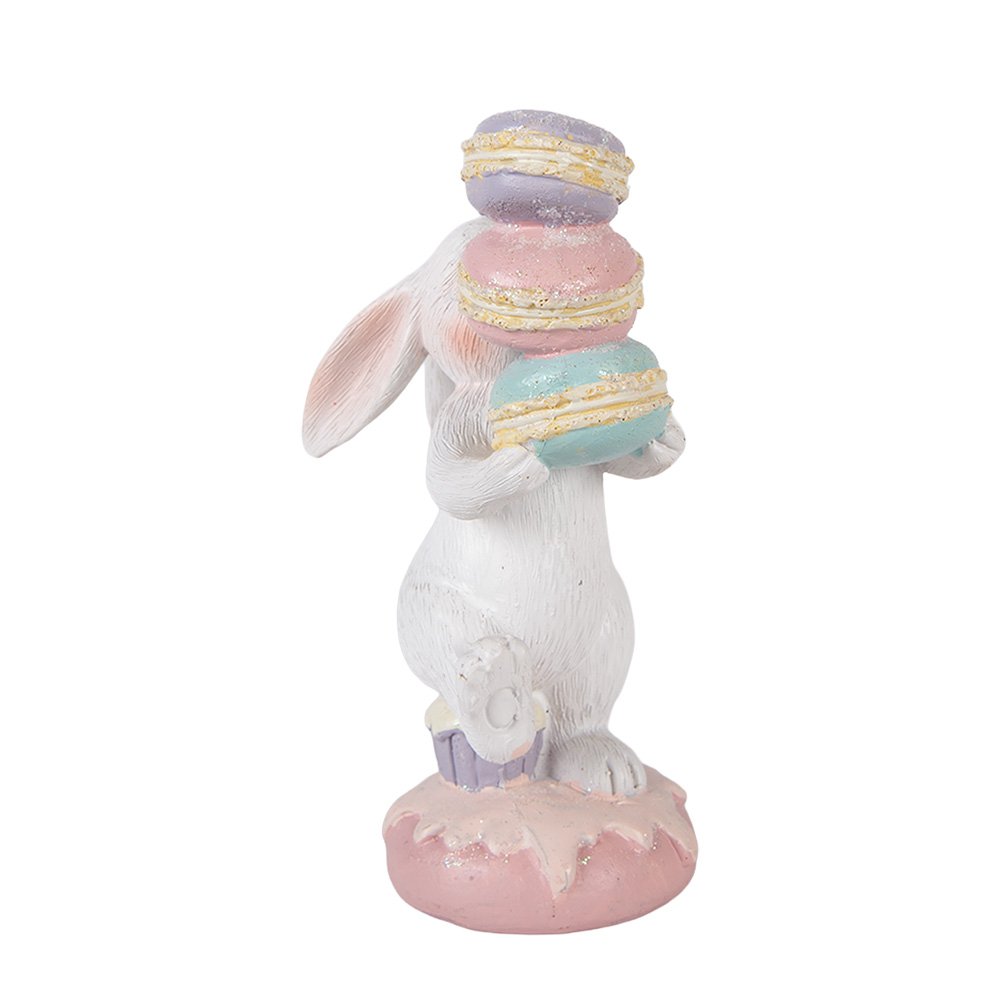 Dekorationsstatue Hase 8x6x14 cm Weißer Kunststoff