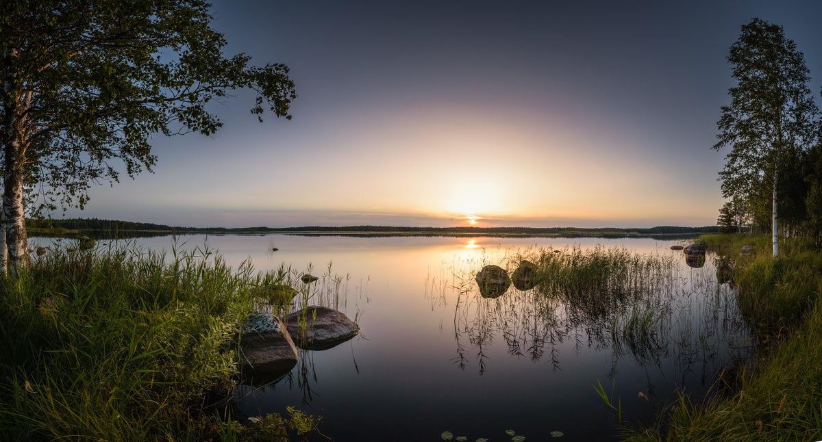 Duschrückwand-Landschaft in der Dämmerung - Sonnenuntergang