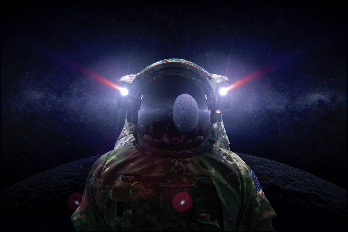 Duschrückwand-Space Force Soldat im Tarnanzug