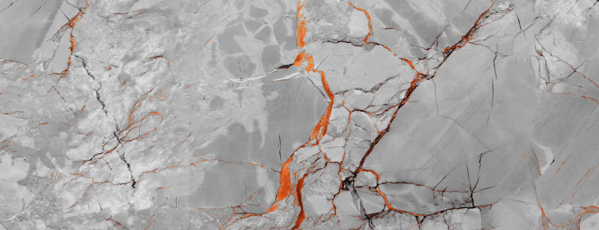Küchenrückwand-Orange-Weiß natürliche Marmortextur