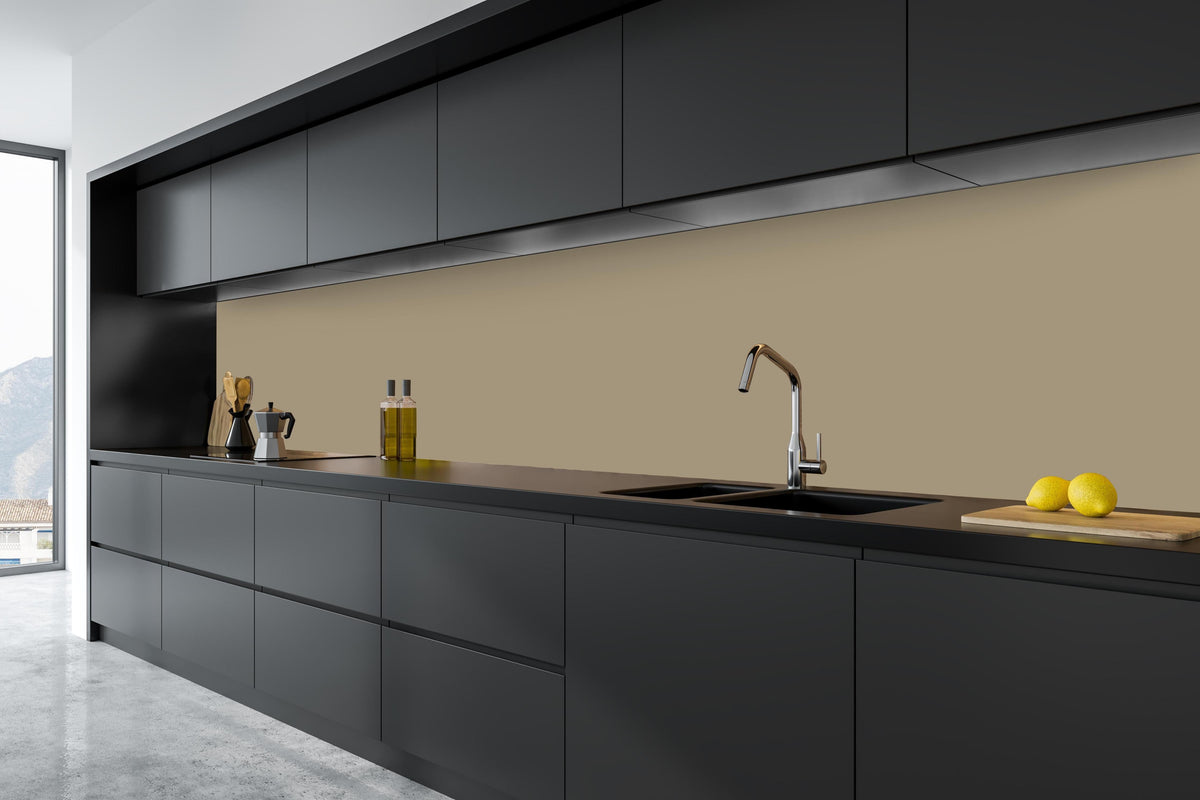 Küche - RAL 1019 (Graubeige) in tiefschwarzer matt-premium Einbauküche