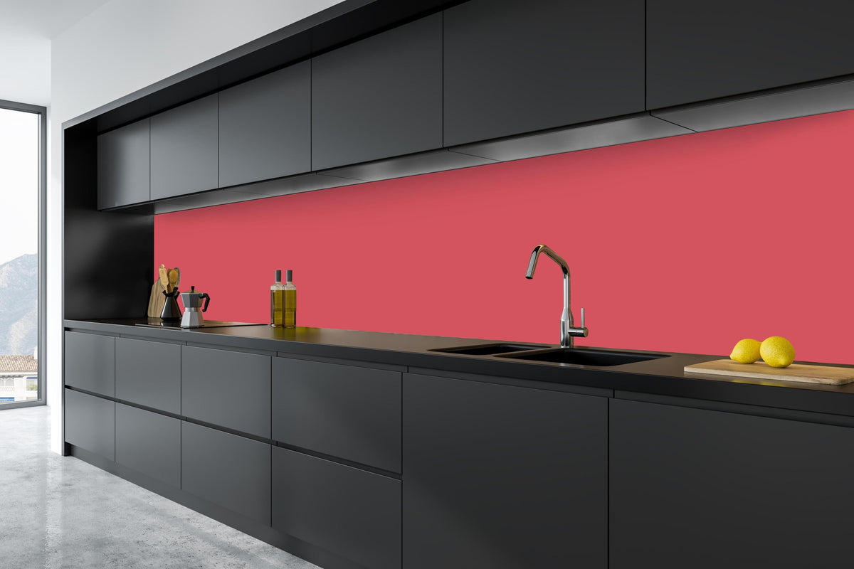 Küche - RAL 3017 (Rosa) in tiefschwarzer matt-premium Einbauküche
