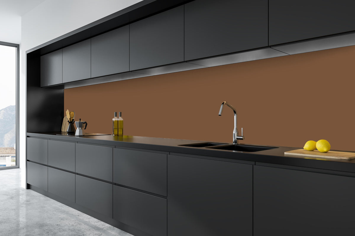 Küche - RAL 8024 (Beigebraun) in tiefschwarzer matt-premium Einbauküche