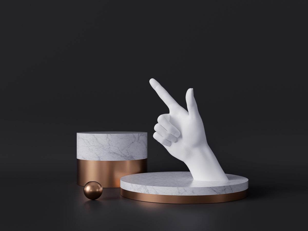 Spritzschutz-3D-Rendering einer weißen Hand
