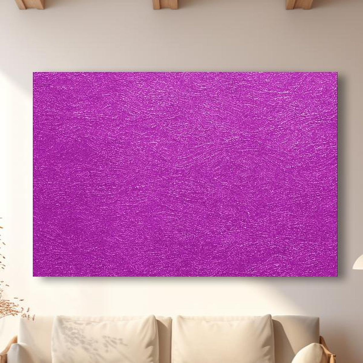 Wandbild - Lila Wandmuster in modernem Wohnzimmer im Loft-Stil Zoom