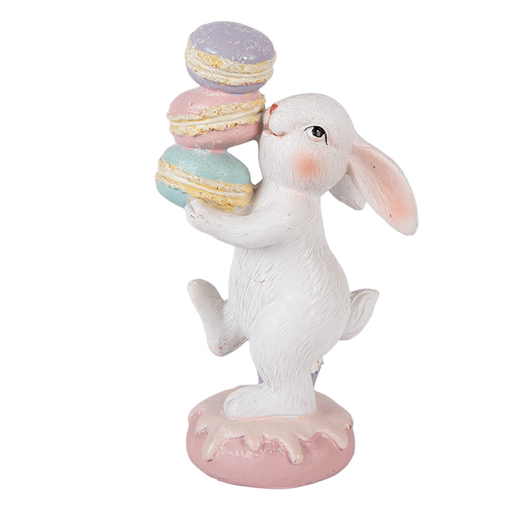 Dekorationsstatue Hase 8x6x14 cm Weißer Kunststoff